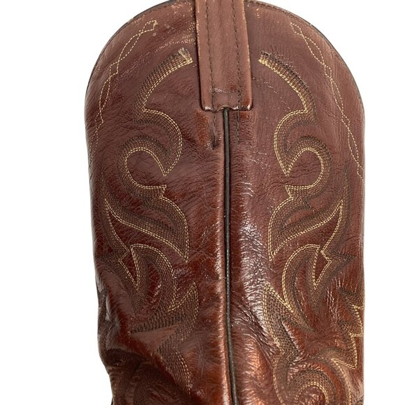 Dan Post Marlboro Western Style 2111 Mens 9D Leather Cowboy Boots Brown - Picture 7 of 12